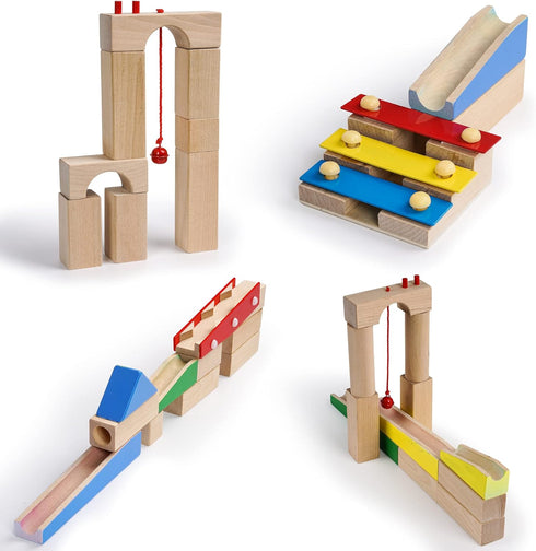 200 Set/Ball Set Calmado - pcs Marble Run Wooden Track for Kids/Girls/Boys Made of Beech Wood + Bag + Instructions