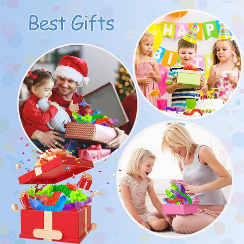 MYREQIA 24 Pop Tubes Fidget Toys Pcs,Party Favors Supplies Birthday Gifts for Kids Adults,Easter Basket Goodie Bag