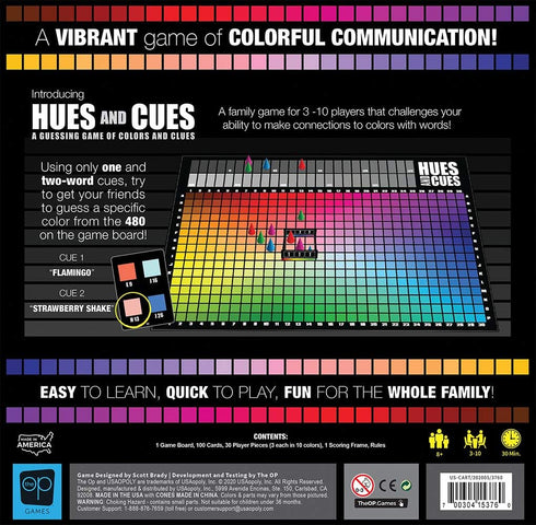 USAOPOLY HUES and CUES | Vibrant Color Guessing Game with 480 Color Squares | Perfect for Family Game Night