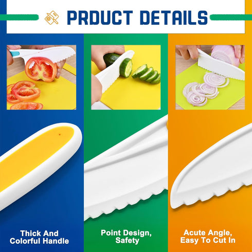 Montessori Toddler Knife Set, 3PCS Kids Safe Knives for Real Cooking, Toddler Friendly Kitchen Tools