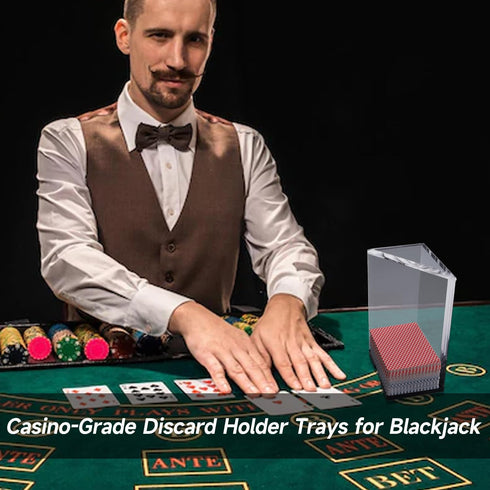 GSE 8 Deck Clear Acrylic Blackjack Discard Trays, Casino Grade Holder for Blackjack