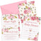 Marspark Set of 25 Pink Floral Baby Shower Invitations, Diaper Raffle Tickets