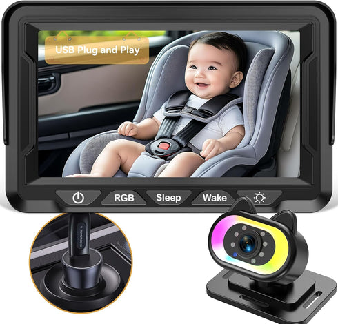 Wkzay 3-Min USB Easy Install HD 1080P Baby Car Camera: Clear Auto Night
