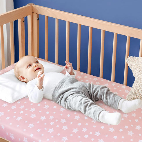 4 Pack, Set, Crib Sheets for Girls Fitted Crib Sheets for Standard Size Crib and Toddler Mattresses, Soft