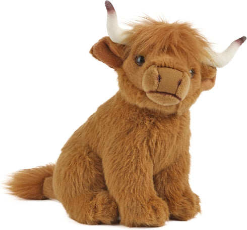 Living Nature Small Highland Cow Stuffed Animal - Fluffy Farm Animal Toy Gift for Kids, 6 inches
