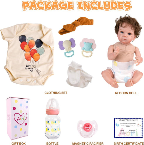 Aori Lifelike Reborn Baby Dolls - Realistic 20 Inch Girl Newborn Doll with Gift Box Set for Kids 3+