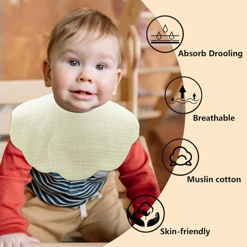 Baby Bibs for Girls Boys 8 Pack - Muslin Cotton Drool Bibs for Teething Babies