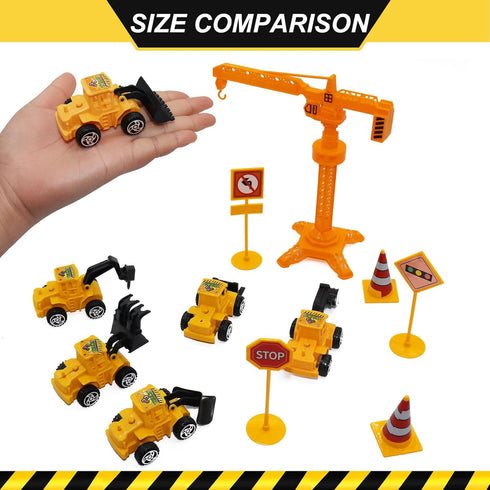 Tnstk 18 Set Construction Cake Topper, PCS Construction Cake Decorations Excavator Tower Crane Cupcake Topper Traffic