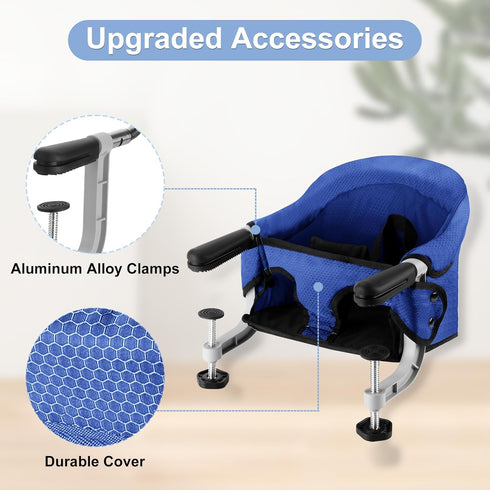 Fast Table Chair Hook on Chair Clip on Table Clamping Chair Portable Heavy Duty Feeding Seat, Fold-Flat Storage, Attach
