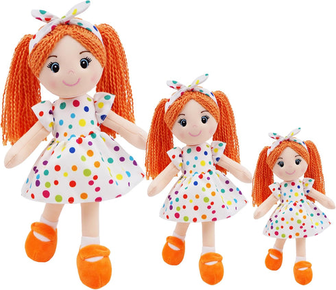 18" June Garden Snuggle Cuties Bella - Soft Cuddly Plush Doll Gift for Girls - Huggable Rag Doll - Orange L