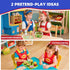 3-5, HYES Rechargeable Wooden Cash Register for Kids, Toy Cash Register with Play Money, Toy Food, Pretend Play