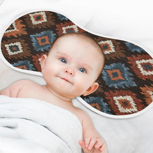 decor gift 4 Pack 22x11in Cotton Burp Cloths Muslin Breathable Rust Ikats Vector wash Cloth for Unisex Newborns