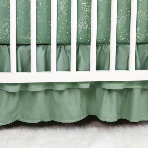 Set, 4-Piece Set, Set, Green Leaf Crib Bedding Baby Boy Bedding Neutral Nursery Bedding Fitted Crib Sheet, Crib Skirt