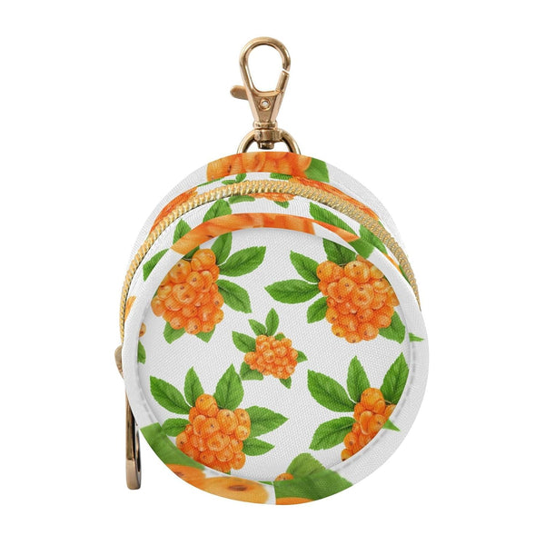 Orange Berries Round Pacifier Storage Case with Zipper, Portable Pacifier Case for