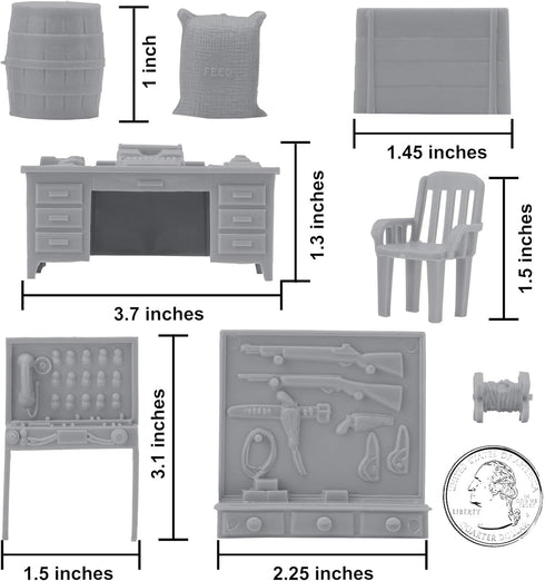 BMC Classic Marx Military Base Camp, 44pc Plastic Army Men Playset Accessories