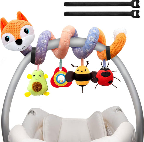 Car Seat Toys for Newborns, Stroller Toys for 0-6 Months with Music Rattles and Teether for Boys Girls