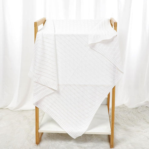 Baby Receiving Blanket for Boys Girls, Knit Neutral Swaddle Blankets, Soft Lightweight Crib Stroller Blankets, 30 x 40