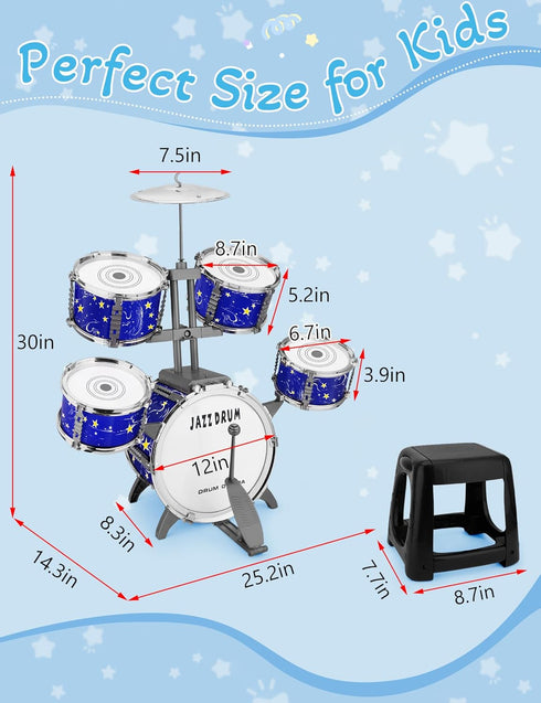 Set 4 5 6 Upgraded Kids Drum for Toddlers Plastic Musical Jazz Drum Instruments Kit Birthday Musical Learning Toys