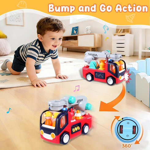 2 2 3 Yunaking Fire Truck Toys for Year Old Boys Girls Montessori Early Educational Learning Toy with Firefighting