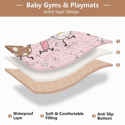 siphylline 50'' 50'' Breakfast Food Dance Funny Soft Padded Baby Gym & Activity Mat for Indoor Outdoor Water Resistant