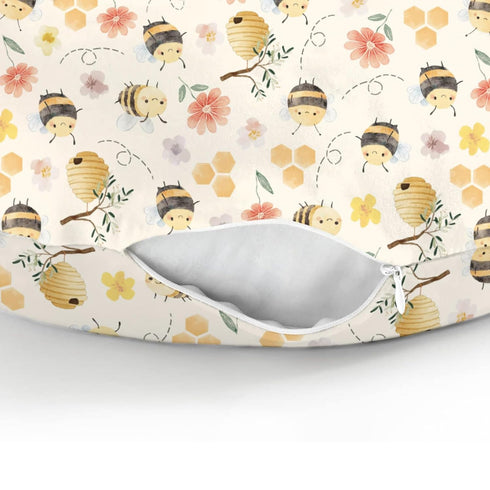 Summer Pastel Bee Floral Baby Nursing Pillow Covers for Boy Girl Vintage Bees Honeycomb Flowers Nursery Pillowcase