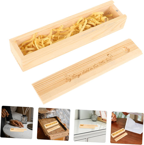 Cabilock Wooden Pregnancy Test Keepsake Box Newborn Announcement Storage Case for Mementos Unique Slide Lid Design