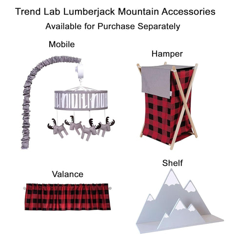 3 Set, Trend Lab Lumberjack Moose Piece Crib Bedding Gender-Neutral Color Palette, Includes Quilt, Fitted Crib Sheet