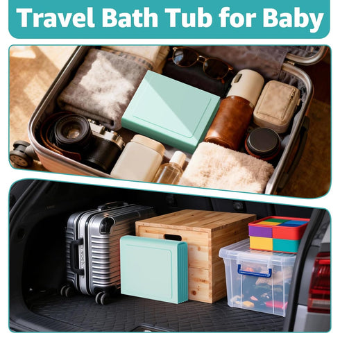 Jollcma Collapsible Baby Bathtub, Toddler Bathtub with a Drain Plug, Folded for Storage Without Assembly, Suitable