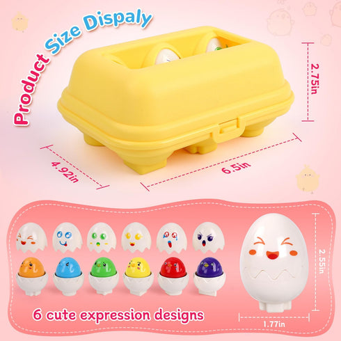 USATDD Easter Egg Toys Hide & Squeak Matching Eggs for Toddlers, Color Recognition Sensory Learning Toys, Fine Motor