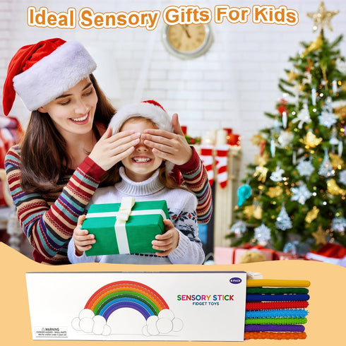 AFUDO (8 Silicone Sensory Sticks for Kids Adults, Textured Flexible Fidget Sticks Toys for Autism ADHD, Classroom