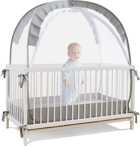 Lazyzzzz Crib Tent, Pop Up Mosquito Crib Net with Double Zipper Self-Locked,1200