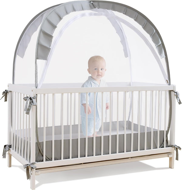 Lazyzzzz Crib Tent, Pop Up Mosquito Crib Net with Double Zipper Self-Locked,1200