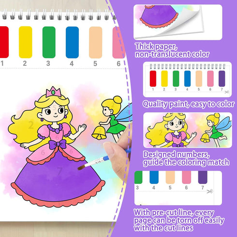 SOCOLER 1-3, 4-8(Princess Paint with Water Coloring Books for Toddlers,Mess Free Watercolor Painting Papers for Kids