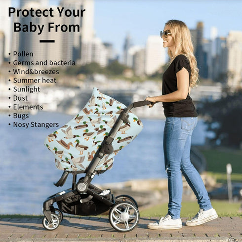 Sozzjile Cute Mallard Duck Baby Stuff Car Seat Covers Baby Multi-Use Car Seat Canopy Carrier Cover, Breathable