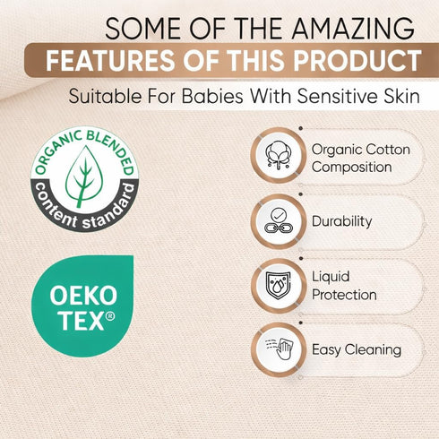280 52 28 Deluxe Organic Cotton Percale Crib Mattress Protector Waterproof OCS Certified - Premium GSM Breathable Soft