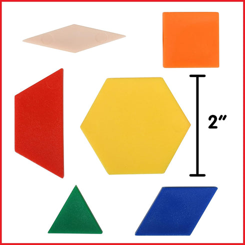 edxeducation Plastic Pattern Blocks - Set of 250 for Early Geometry Skills, Math Manipulative for Ages 4+