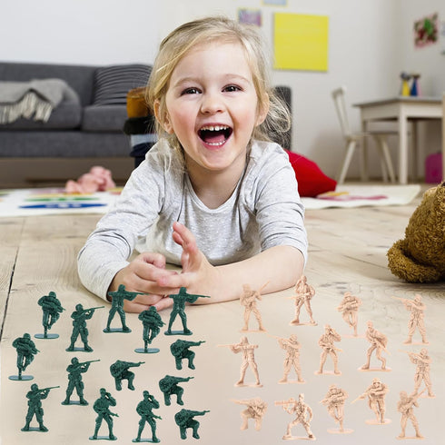 Shindel 100PCS Army Men Toy Soldiers, Plastic Playset with Green Yellow Soldier Figures for Boys