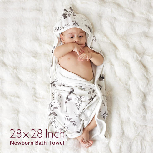 Momcozy 2 Count (Pack 1), 28 28 Inch, Baby Hooded Towel-Made from Cotton, Suitable for Newborn Shower Gifts, of X Ink