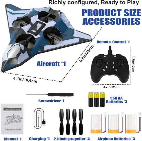 ZzzMgzzZ 360 3+ Foam Remote Control Airplanes for Kids & Adults | RC Fighter Jet with Light, Flip Fighter Jet Toys
