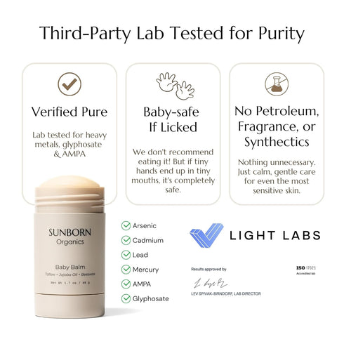 3 Baby Balm | Natural Ingredient Moisturizing Stick for Eczema Relief, Sensitive Skin & Diaper Rash | Grass-Fed Tallow