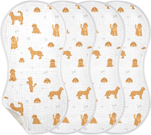 Set 4 Pack vvfelixl Baby Burp Cloths Labradoodle Dog Baby Newborn Cotton Burping Cloths Baby Washcloths