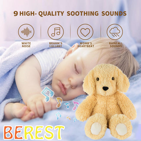 9 BEREST Baby Cry Sensor Sleepy Dog Sleep Soother Sleeping Aid White Noise Infant Stuffed Animal Puppy Dog Toy, Nursery