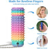 Kemuchy 3D Rainbow2) Little Ouchies Pain Stim Fidget Toy, Printed Pocket Spiky Keychain with Clicker Button Spinner