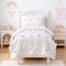 4 Piece White Boho Toddler Bedding Sets for Girls Colorful Pom Pom