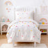 4 Piece White Boho Toddler Bedding Sets for Girls Colorful Pom Pom