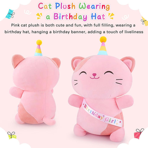 Plush,14 Achwishap Cat Stuffed Animal,Birthday Girls Cat Cats Plush Toys,Cute Plushies Birthday Gifts for Girls,Kawaii