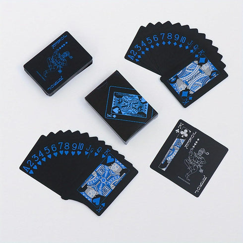 SFALCI 1pc Waterproof Plastic Poker Playing Cards PET Table Games Halloween/Thanksgiving Day (Blue x Silver)