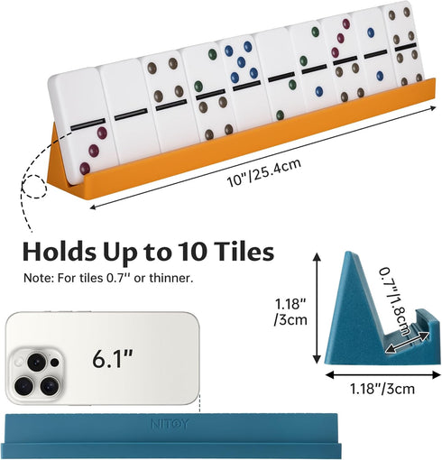 NiToy Set 8, 10"x1.18"x1.18" 3 6 4 Silicone Domino Racks of Dominoes Holders/Trays Tilt Options for Mexican Train