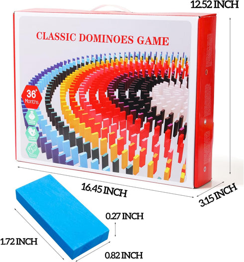 1000 PCS Dominoes Set with Extra 11 Add-on Blocks, 10 Colors Racing Tile Games Educational Toy for Kids Birthday Party