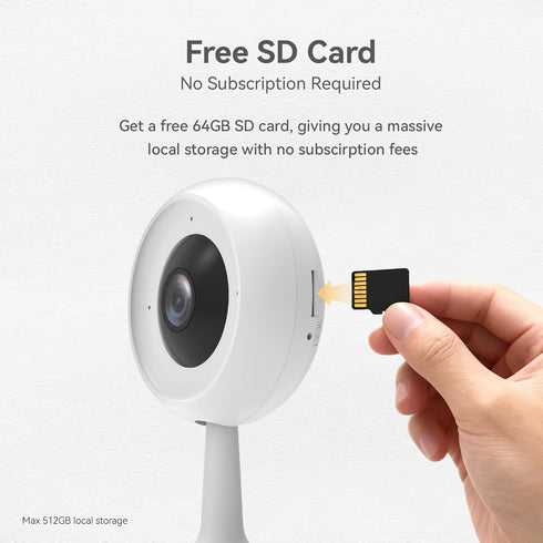 xpai 3MP 2-Way 64GB Indoor Camera for Home, Indoor Camera no Subscription Baby Monitor for Google TV Display, No